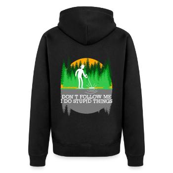 Sondeln Metalldetektor lustig Sondler - Unisex Premium Bio Zip Hoodie - Schwarz - Hinten - Nico (187cm)