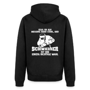 Schweißer Schlosser Mechaniker Schweißen - Unisex Premium Bio Zip Hoodie - Schwarz - Hinten - Nico (187cm)