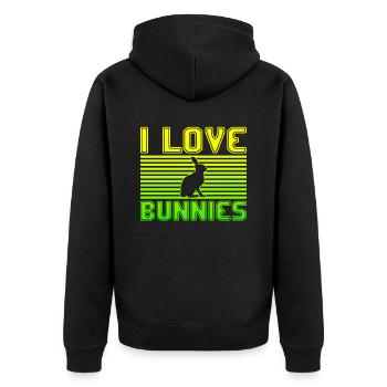I love bunnies - Unisex Premium Organic Zip Hoodie - black - Back - Nico (187cm)