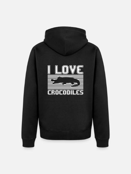 I love crocodiles - Unisex Premium Organic Zip Hoodie - black