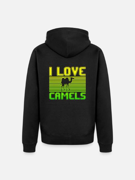 I love camels - Unisex Premium Organic Zip Hoodie - black