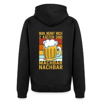Einweihungsparty Männertag Nachbar Nachbarn - Unisex Premium Bio Zip Hoodie - Schwarz - Hinten - Nico (187cm)