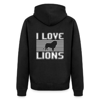 J’adore les lions - Veste à capuche bio Premium Unisexe - noir - Dos - Nico (187cm)