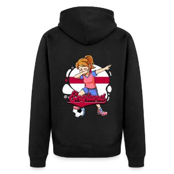 England Fußball - Unisex Premium Bio Zip Hoodie - Schwarz - Hinten - Nico (187cm)