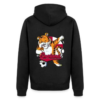 England Fußball - Unisex Premium Bio Zip Hoodie - Schwarz - Hinten - Nico (187cm)