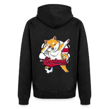 England Fußball - Unisex Premium Bio Zip Hoodie - Schwarz - Hinten - Nico (187cm)