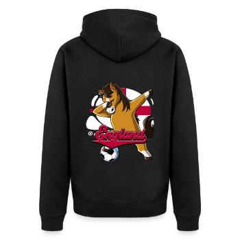England Fußball - Unisex Premium Bio Zip Hoodie - Schwarz - Hinten - Nico (187cm)
