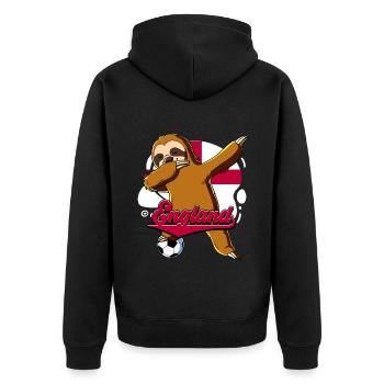 England Fußball - Unisex Premium Bio Zip Hoodie - Schwarz - Hinten - Nico (187cm)