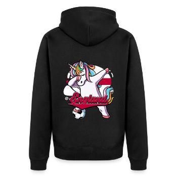 England Fußball - Unisex Premium Bio Zip Hoodie - Schwarz - Hinten - Nico (187cm)
