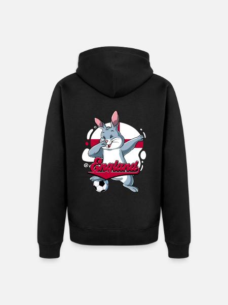 England Fußball - Unisex Premium Bio Zip Hoodie - Schwarz