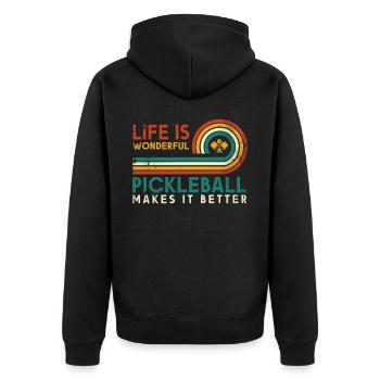 Das Leben Ist Erstaunlich, Pickleball Macht Es - Unisex Premium Bio Zip Hoodie - Schwarz - Hinten - Nico (187cm)