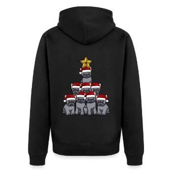 Frenchie Weihnachtsbaum - Unisex Premium Bio Zip Hoodie - Schwarz - Hinten - Nico (187cm)