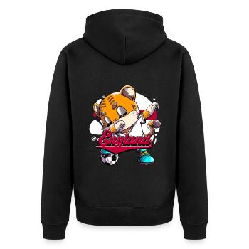 England Fußball - Unisex Premium Bio Zip Hoodie - Schwarz - Hinten - Nico (187cm)