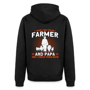 Schafzucht Landwirt Nutztier Schafe Geschenk - Unisex Premium Bio Zip Hoodie - Schwarz - Hinten - Nico (187cm)