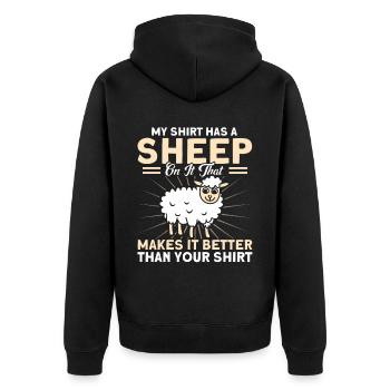 Schafzucht Landwirt Nutztier Schafe Geschenk - Unisex Premium Bio Zip Hoodie - Schwarz - Hinten - Nico (187cm)