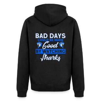 Shark Shark Lover Shark Gift - Unisex Premium Organic Zip Hoodie - black - Back - Nico (187cm)