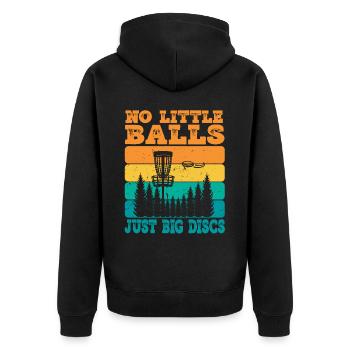 No Little Balls Just Big Discs Fun Disc Golf - Unisex Premium Organic Zip Hoodie - black - Back - Nico (187cm)