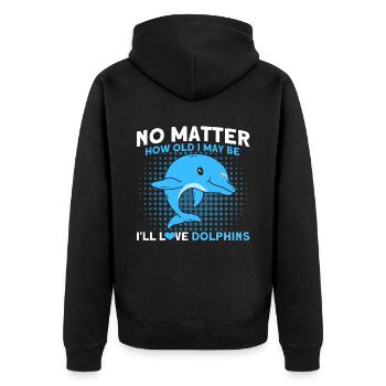 Dolphin Dolphin Lover Animal Dolphins Gift - Unisex Premium Organic Zip Hoodie - black - Back - Nico (187cm)