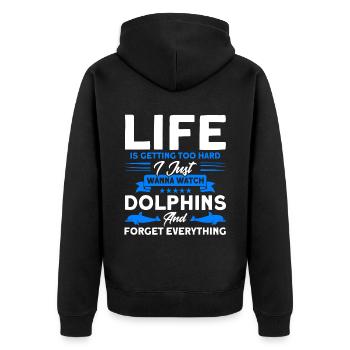 Dolphin Dolphin Lover Animal Dolphins Gift - Unisex Premium Organic Zip Hoodie - black - Back - Nico (187cm)