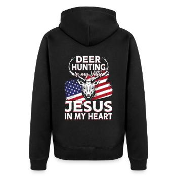 Chasseur de cerfs Buck Jesus - Veste à capuche bio Premium Unisexe - noir - Dos - Nico (187cm)
