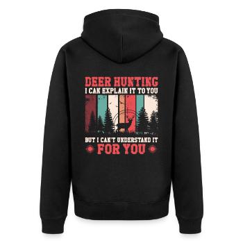 Buck Deer Hunting Hunter Vintage - Unisex Premium Bio Zip Hoodie - Schwarz - Hinten - Nico (187cm)