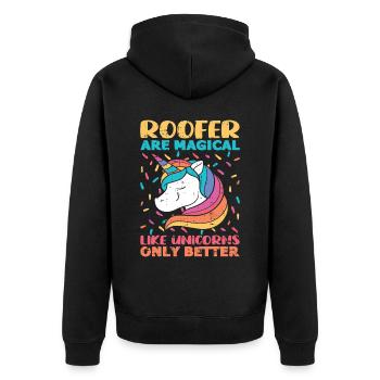 Bauarbeiter Dachdecker Geschenkidee - Unisex Premium Bio Zip Hoodie - Schwarz - Hinten - Nico (187cm)