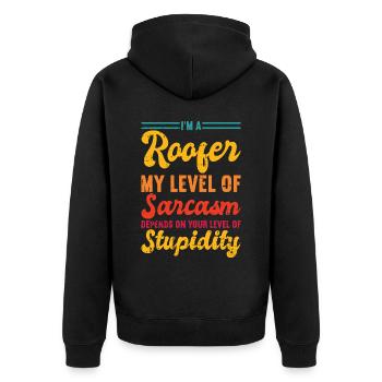 Bauarbeiter Dachdecker Geschenkidee - Unisex Premium Bio Zip Hoodie - Schwarz - Hinten - Nico (187cm)