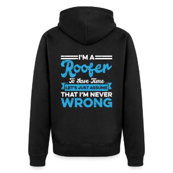 Bauarbeiter Dachdecker Geschenkidee - Unisex Premium Bio Zip Hoodie - Schwarz - Hinten - Nico (187cm)
