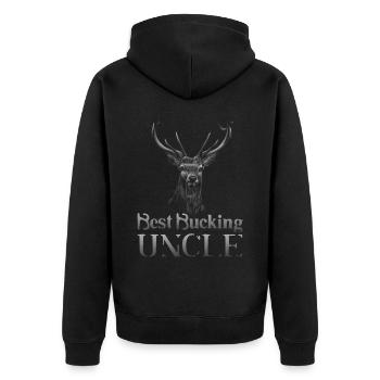 Buck Deer Hunting Hunter Uncle - Unisex Premium Organic Zip Hoodie - black - Back - Nico (187cm)