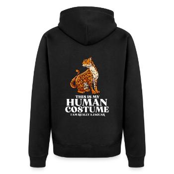 Jaguar Geschenkidee - Unisex Premium Bio Zip Hoodie - Schwarz - Hinten - Nico (187cm)