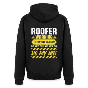 Bauarbeiter Dachdecker Geschenkidee - Unisex Premium Bio Zip Hoodie - Schwarz - Hinten - Nico (187cm)
