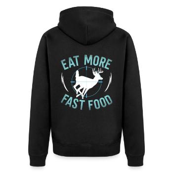 Buck Deer Hunting Hunter Eat More - Unisex Premium Organic Zip Hoodie - black - Back - Nico (187cm)