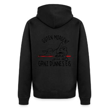 Hund Bulldogge Morgenmuffel - DÜNNES EIS - Hund - Unisex Premium Bio Zip Hoodie - Schwarz - Hinten - Nico (187cm)