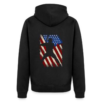 Baseball USA - Unisex Premium Bio Zip Hoodie - Schwarz - Hinten - Nico (187cm)