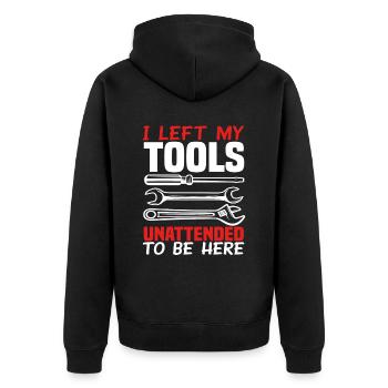 Car Mechanic Tools - Unisex Premium Organic Zip Hoodie - black - Back - Nico (187cm)