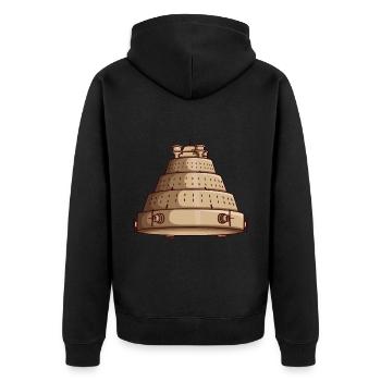 Ancient Astronaut Theorie Vimana Tempel - Unisex Premium Bio Zip Hoodie - Schwarz - Hinten - Nico (187cm)