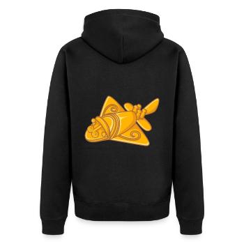 Ancient Astronaut Theorie Quimbaya Flugzeug - Unisex Premium Bio Zip Hoodie - Schwarz - Hinten - Nico (187cm)
