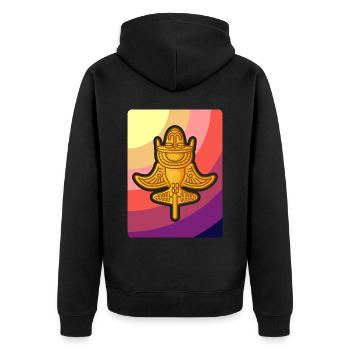 Ancient Astronaut Theory Quimbaya Airplane - Unisex Premium Organic Zip Hoodie - black - Back - Nico (187cm)