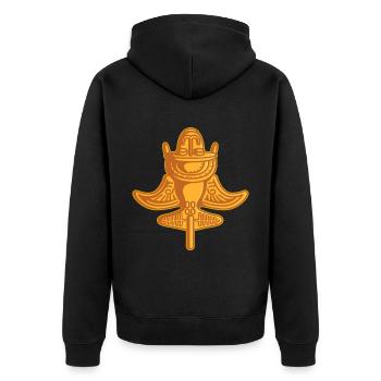 Ancient Astronaut Theory Quimbaya Airplane - Unisex Premium Organic Zip Hoodie - black - Back - Nico (187cm)