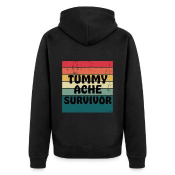 Tummy Ache Survivor Retro Sunset - Unisex Premium Organic Zip Hoodie - black - Back - Nico (187cm)