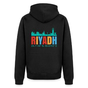 Riyadh - Unisex Premium Organic Zip Hoodie - black - Back - Nico (187cm)