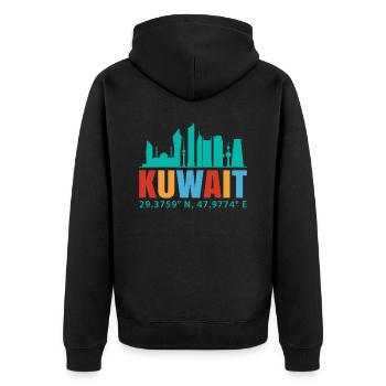 Kuwait - Unisex Premium Bio Zip Hoodie - Schwarz - Hinten - Nico (187cm)