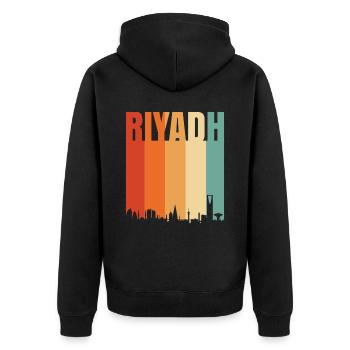 Riyadh - Unisex Premium Organic Zip Hoodie - black - Back - Nico (187cm)