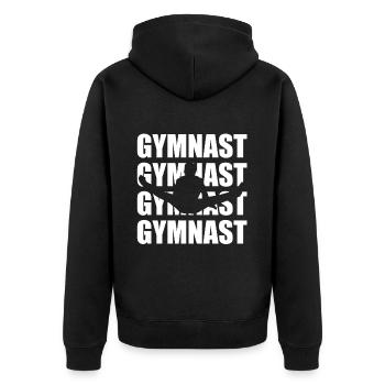 Gymnastic Fan Acrobat Proud Gymnast Gift Idea - Unisex Premium Bio Zip Hoodie - Schwarz - Hinten - Nico (187cm)