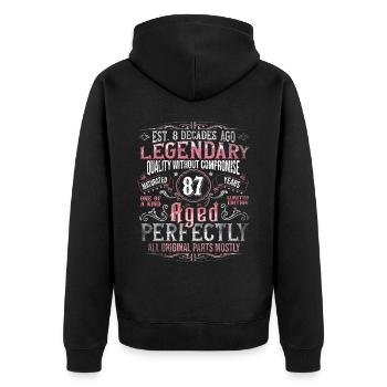 Vintage 87 Aged Perfectly Women on 87th Birthday - Unisex Premium Organic Zip Hoodie - black - Back - Nico (187cm)