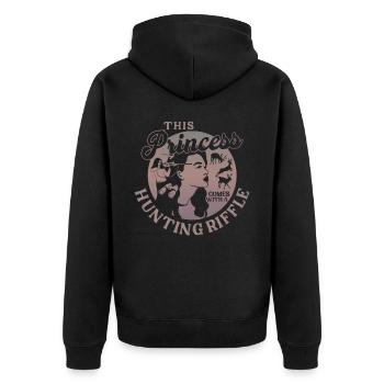 Buck Deer Hunting Hunter Girl This - Unisex Premium Organic Zip Hoodie - black - Back - Nico (187cm)