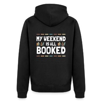 Mon week-end est tout réservé Rat de bibliothèque - Veste à capuche bio Premium Unisexe - noir - Dos - Nico (187cm)