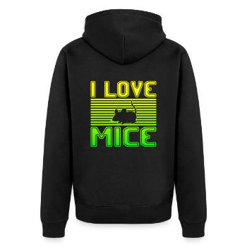 ich liebe mäuse - Unisex Premium Bio Zip Hoodie - Schwarz - Hinten - Nico (187cm)