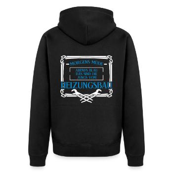 Heizungsbau Heizungen Heizungsbauer - Unisex Premium Bio Zip Hoodie - Schwarz - Hinten - Nico (187cm)