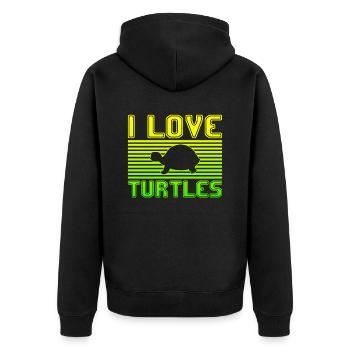 I love turtles - Unisex Premium Organic Zip Hoodie - black - Back - Nico (187cm)